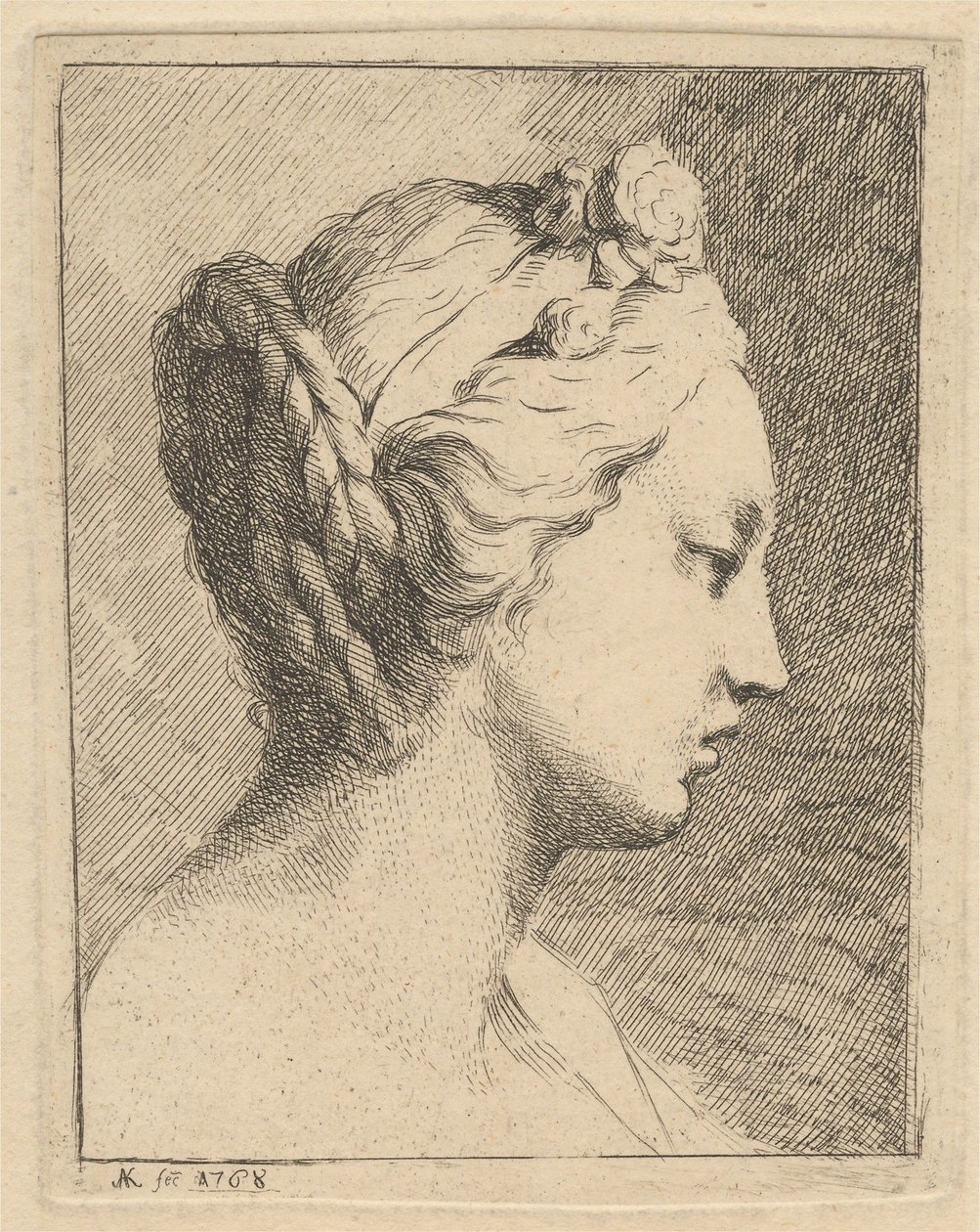 Kopf einer jungen Frau im Profil nach rechts von Angelica Kauffmann