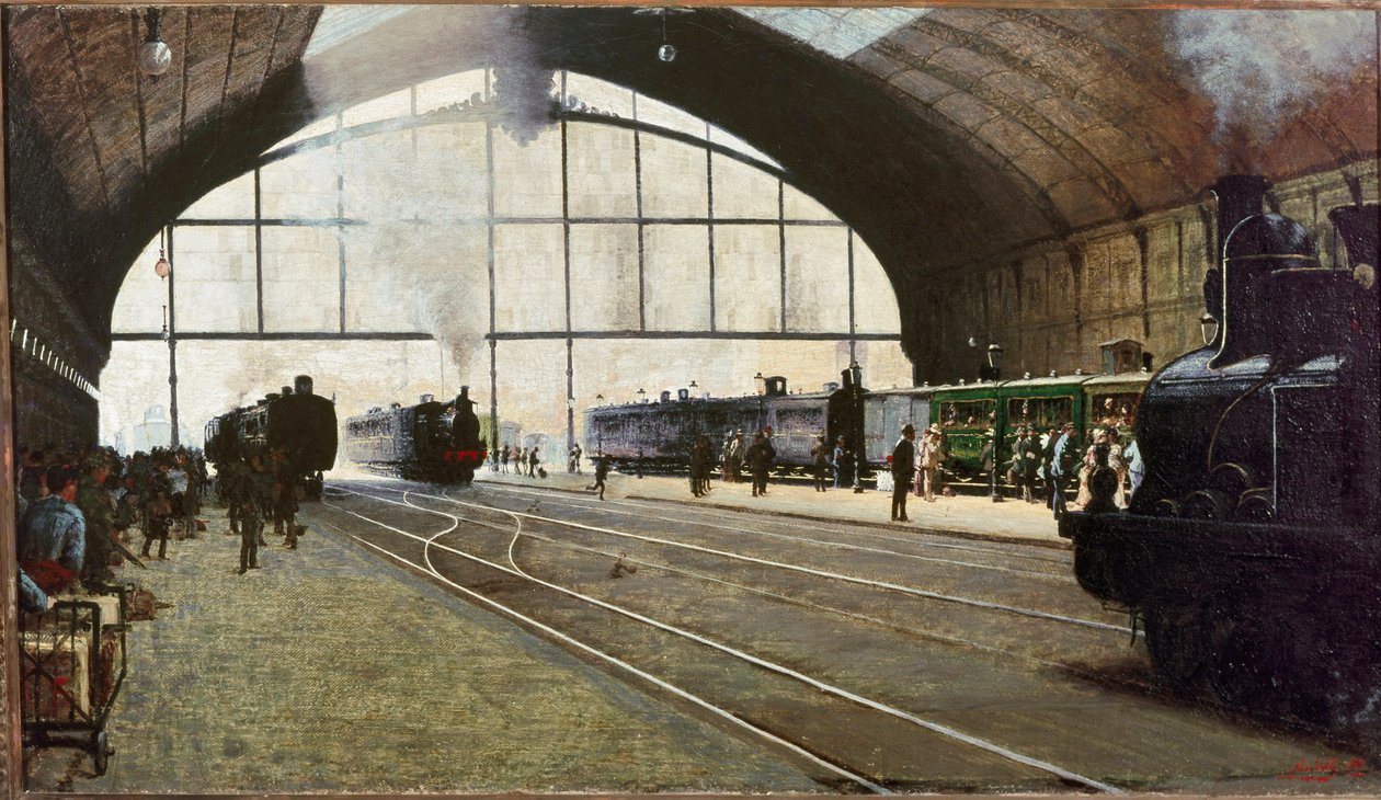 Hauptbahnhof von Mailand von Angelo Morbelli
