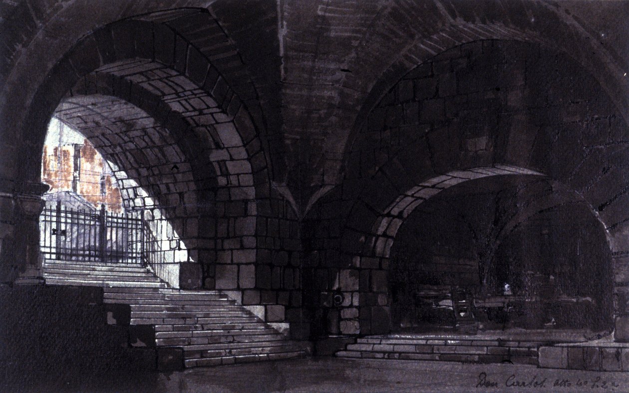 Szenografie von Angelo Parravicini für Szene 2 des 4. Akts der Oper 