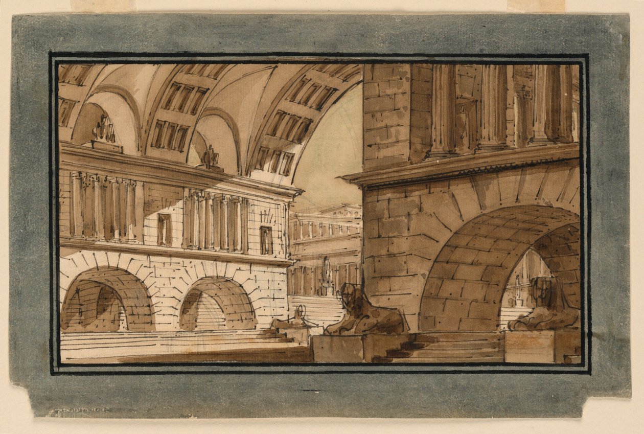Bühnenbild, Gruppe von Tempelgebäuden von Angelo Toselli
