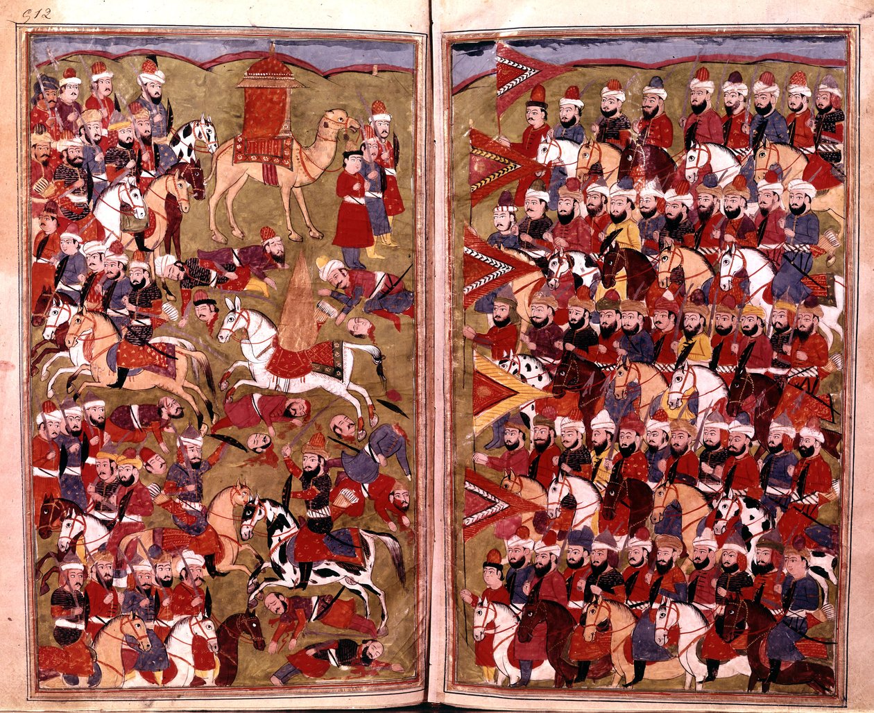 Die Armee von Aicha in der Schlacht von Djamal im Jahr 656, Illustration aus Hamla-i-Haydari, von Mirza Muhammad Rafi Bazil, 1808 von Indian School