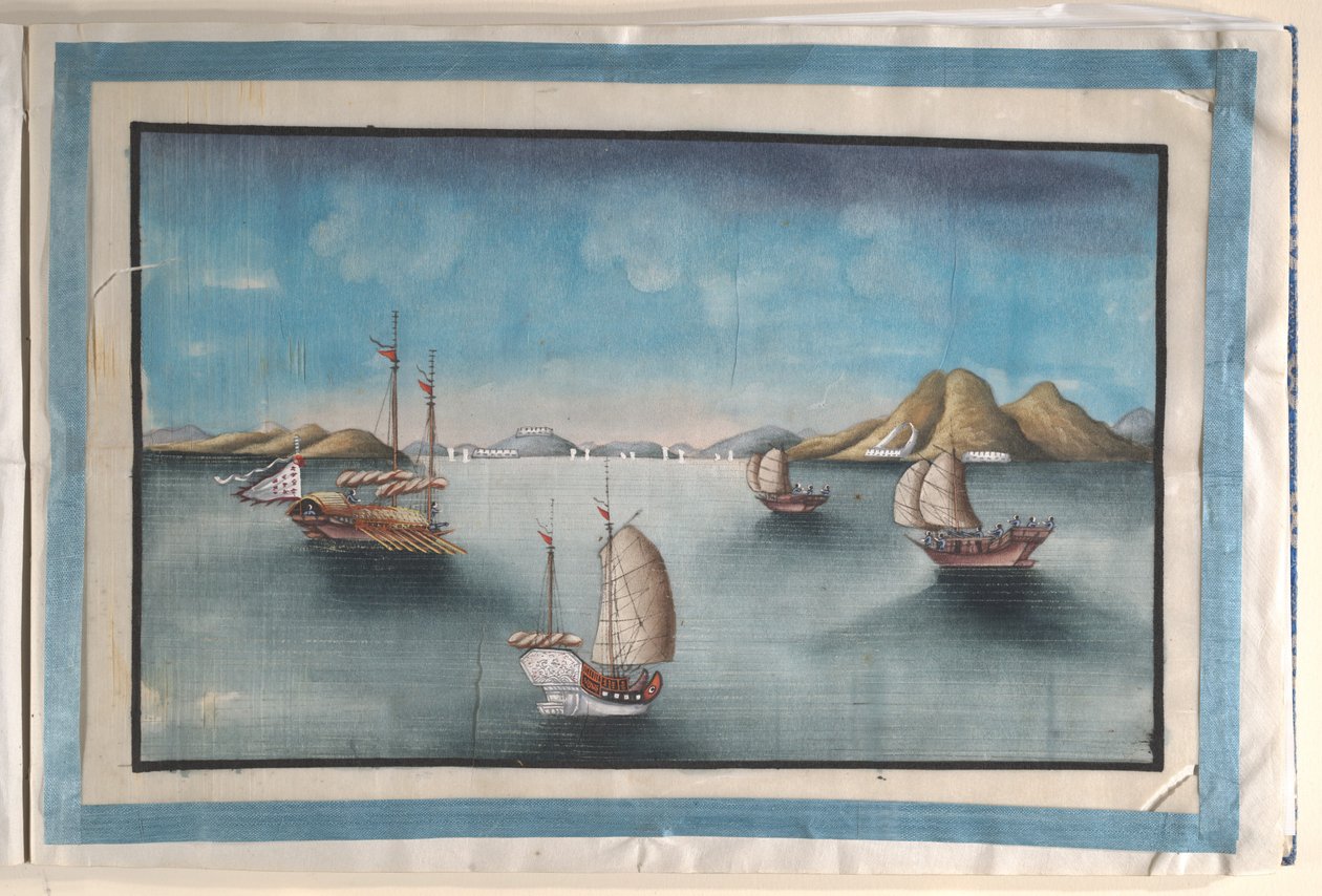 Album mit zwölf Gemälden von Szenen entlang eines Flusses von Anglo-Chinese School