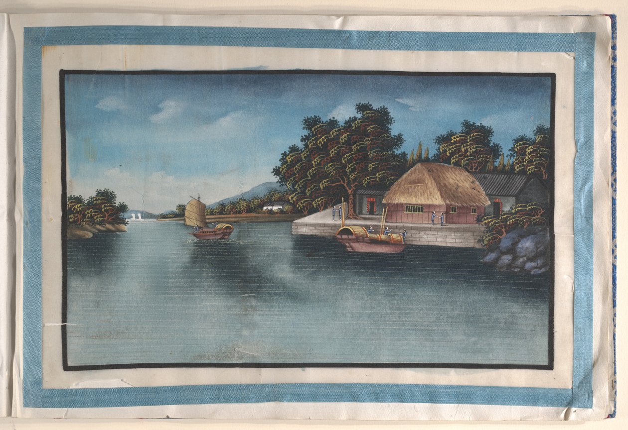 Album mit zwölf Gemälden von Szenen entlang eines Flusses von Anglo-Chinese School