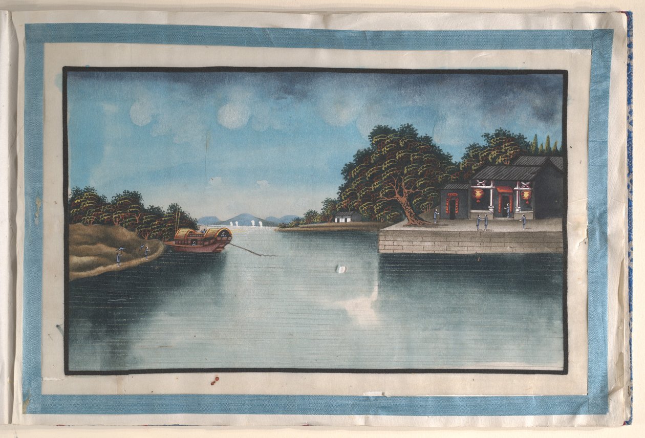 Album mit zwölf Gemälden von Szenen entlang eines Flusses von Anglo-Chinese School