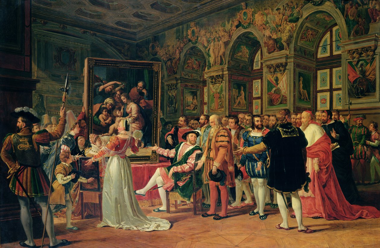 Franz I. (1494-1547) erhält ein Gemälde der Heiligen Familie von Raphael von Anicet Charles Lemonnier