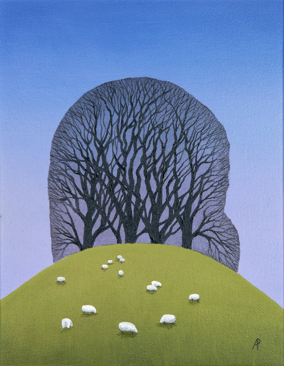 Hügelkuppe mit Schafen, 2017 von Anna Phillips