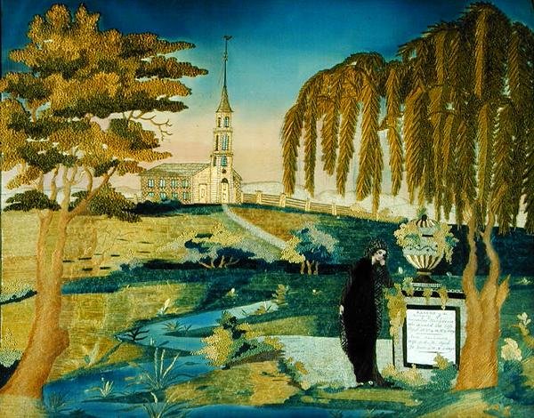 Frau am Denkmal für den Ehemann des Künstlers, ca. 1800-20 (Seide) von Ann D. Beckman