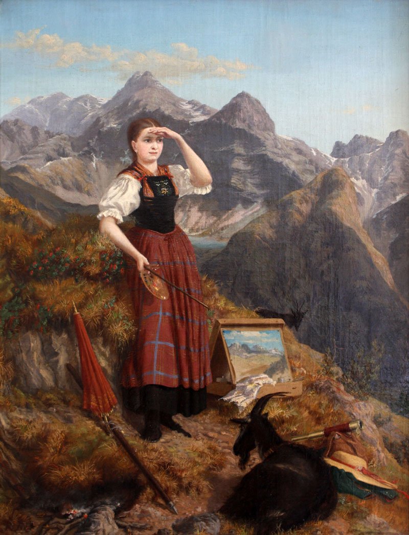 Selbstbildnis in Lechtaler Tracht von Anna Stainer Knittel