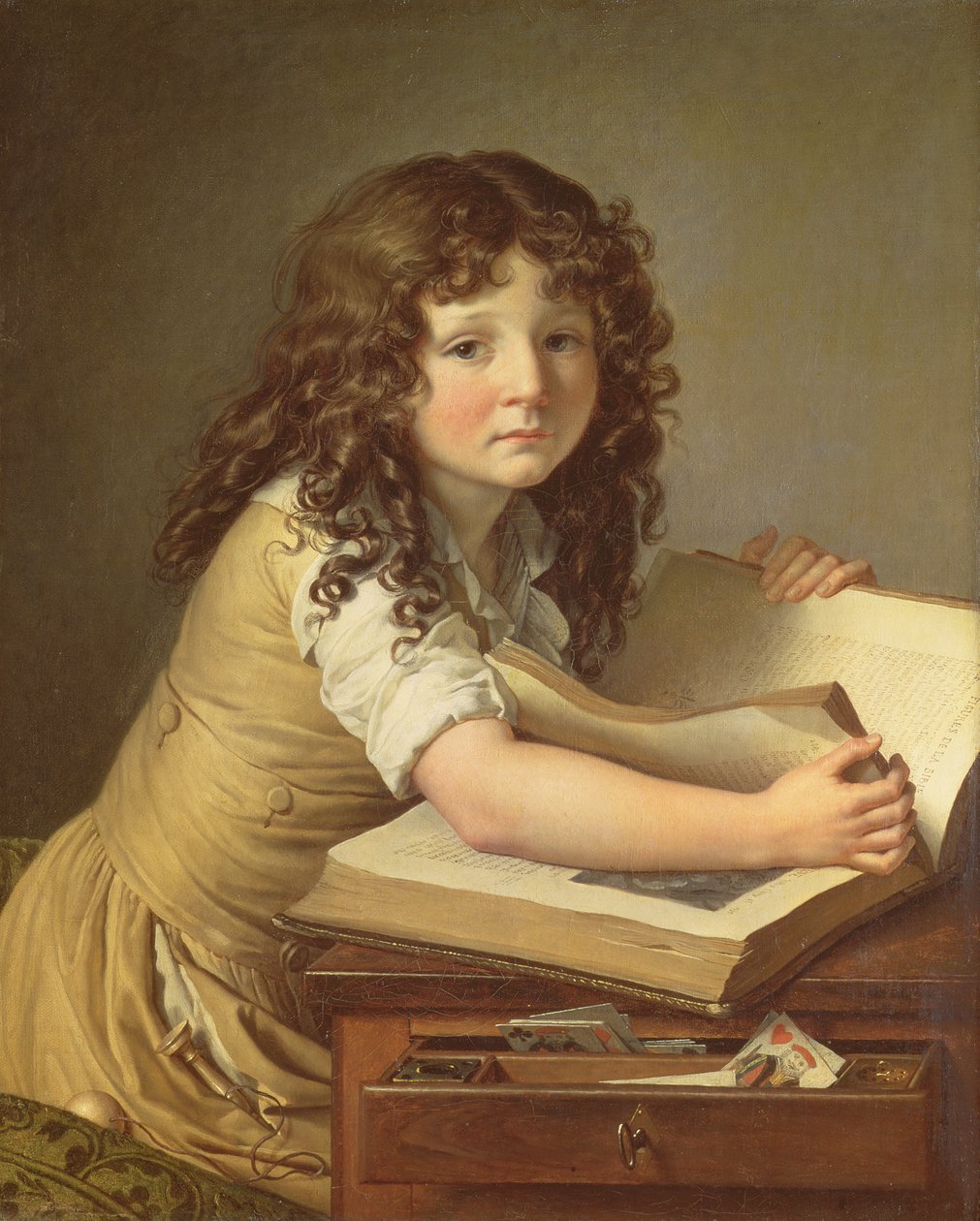 Ein Kind betrachtet Bilder in einem Buch von Anne Louis Girodet de Roucy Trioson