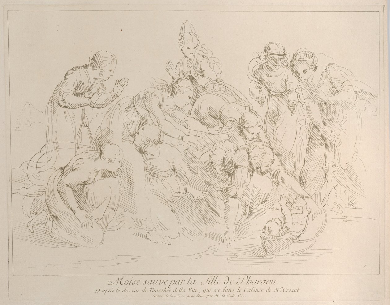 Moses wird von der Tochter des Pharao gerettet von Anne Claude Philippe de Caylus