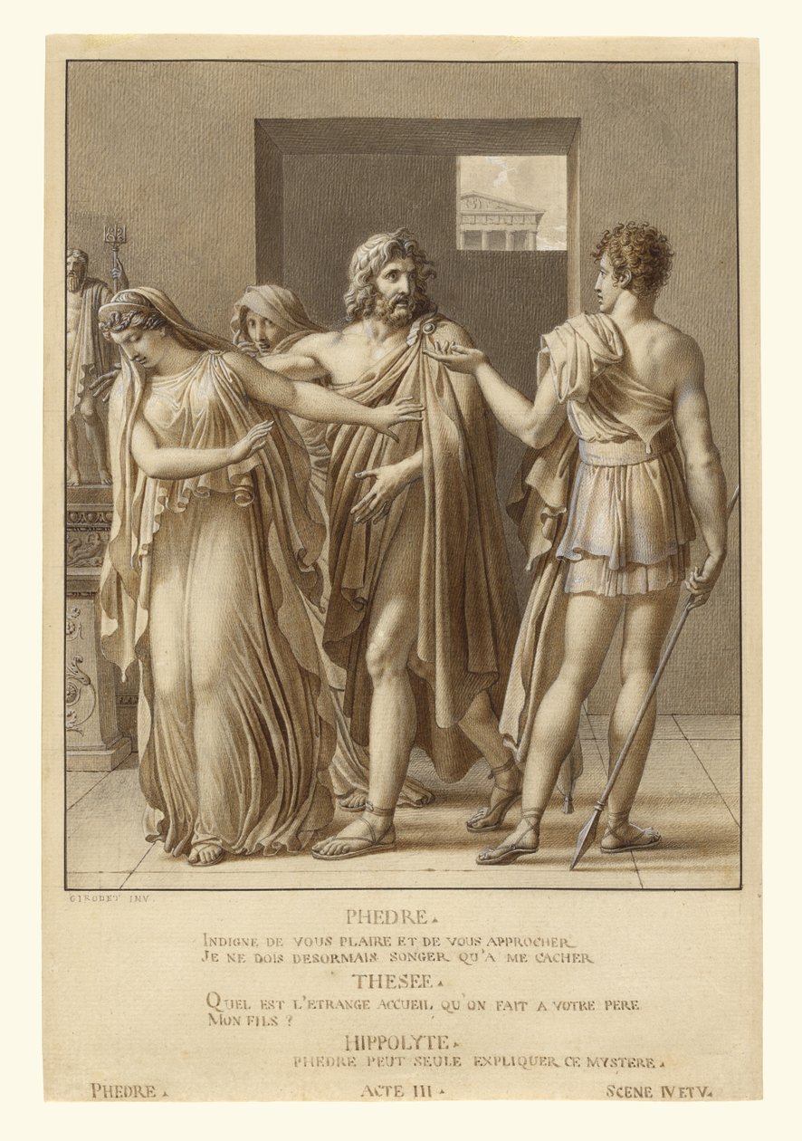 Phaedra weist die Umarmungen des Theseus zurück von Anne Louis Girodet de Roucy Trioson