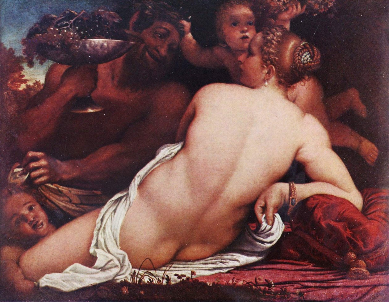 Bacchantin Venus mit einem Satyr und Amoren von Annibale Carracci
