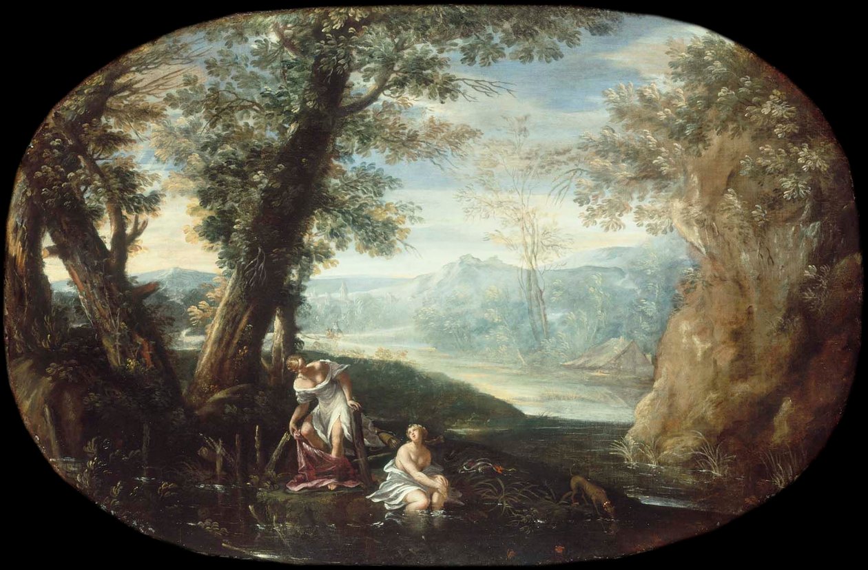 Landschaft mit badenden Frauen von Annibale Carracci