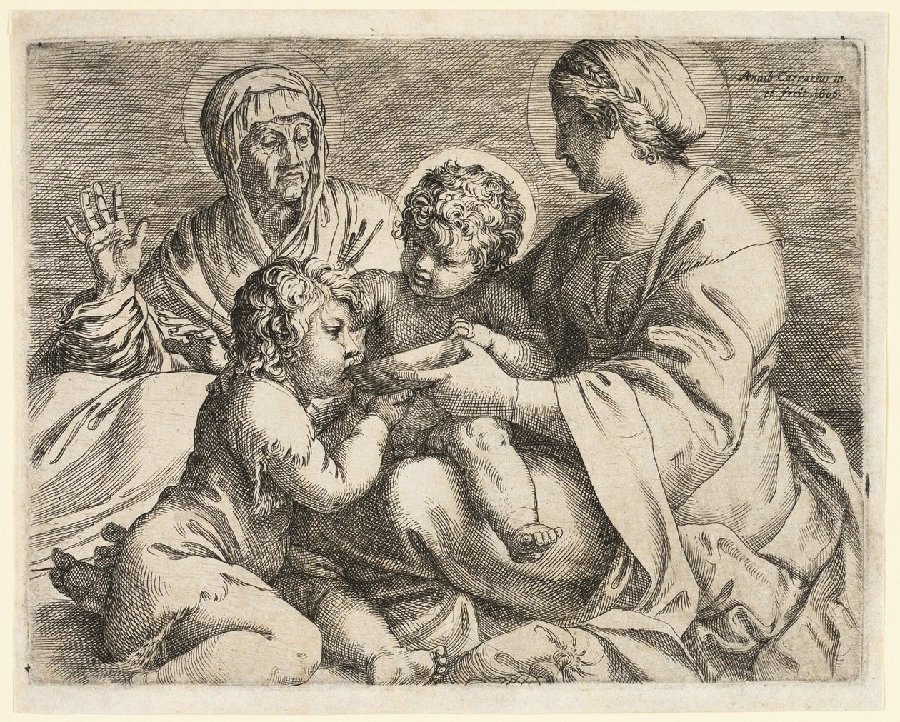 Madonna und Kind mit den Heiligen Elisabeth und Johannes dem Täufer von Annibale Carracci