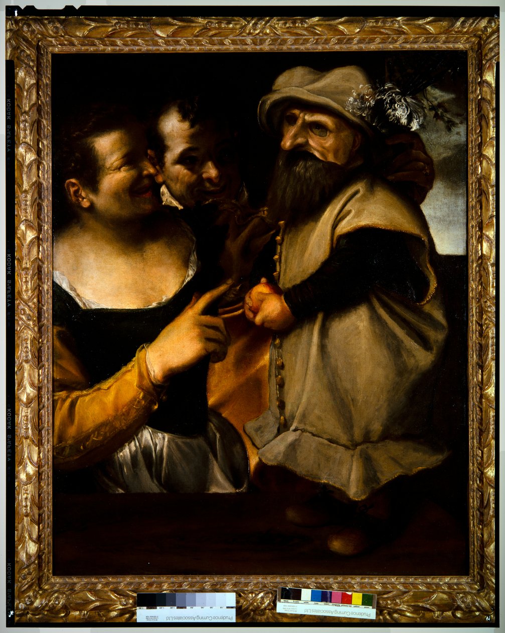 Mann und Frau bewundern ein Kind im Maskenkostüm von Annibale Carracci