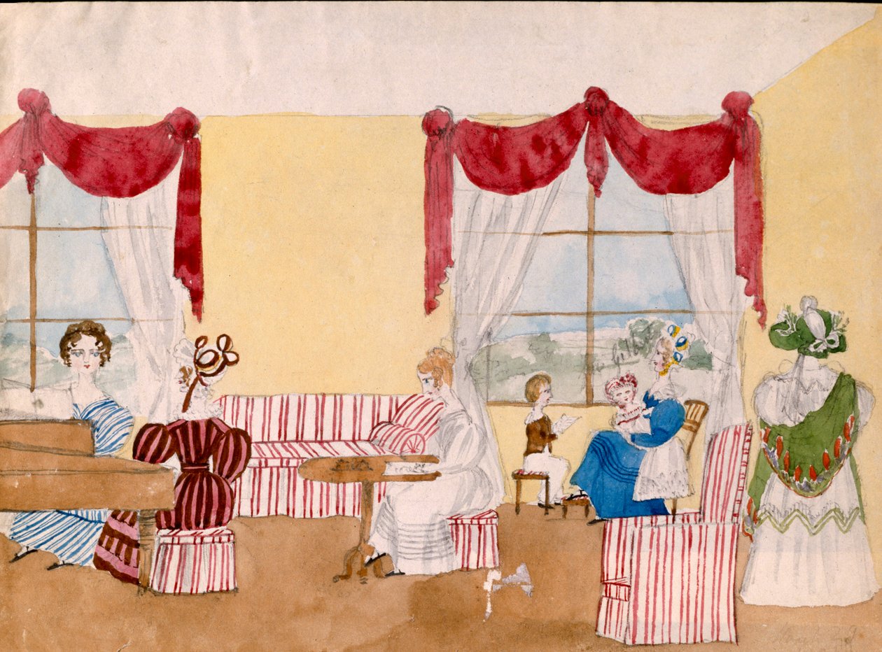 Innenraum mit Frauen und Kindern, ca. 1830, britisch von Unbekannt Unbekannt