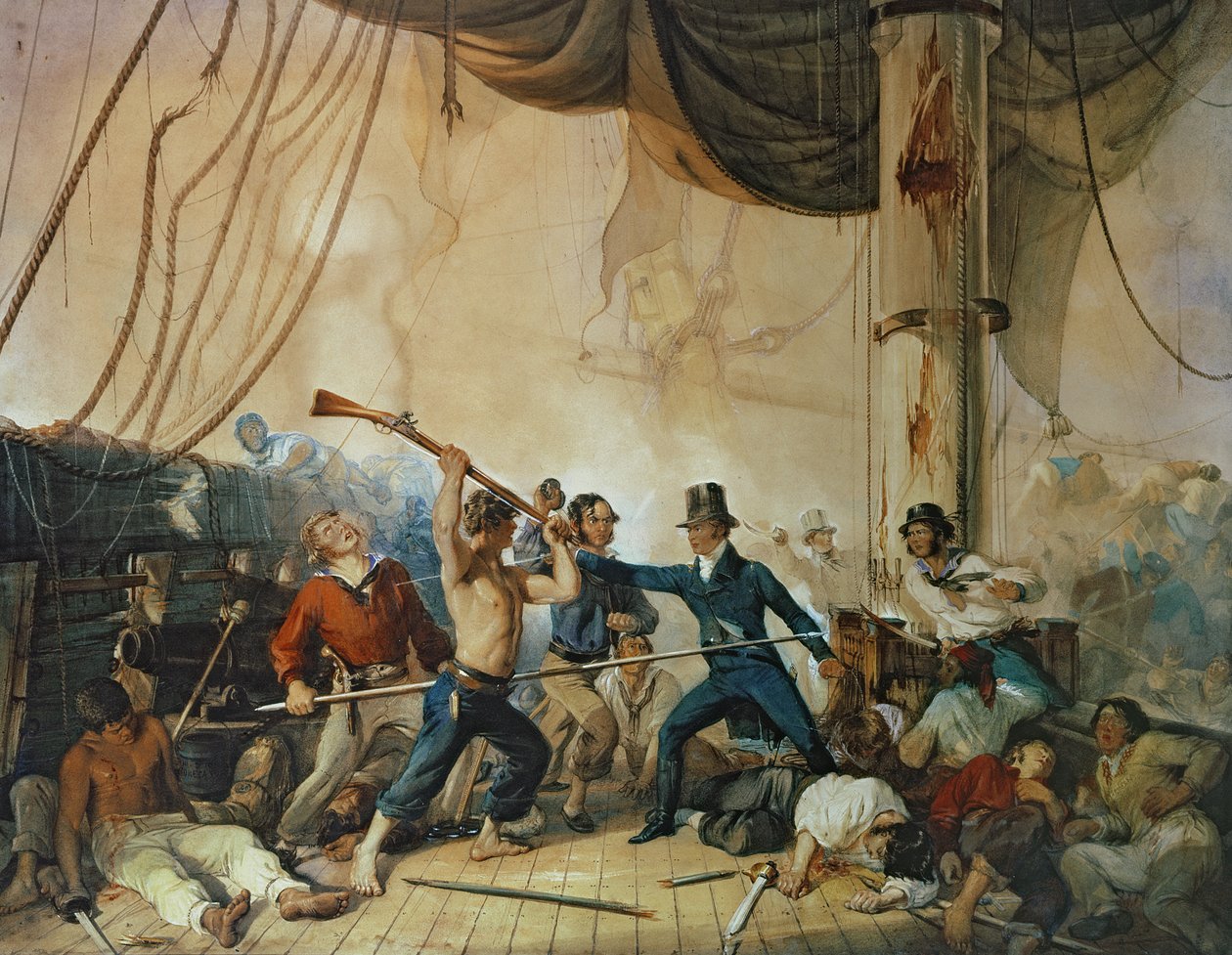Das Handgemenge an Bord der Chesapeake, 1813 von Unbekannt Unbekannt