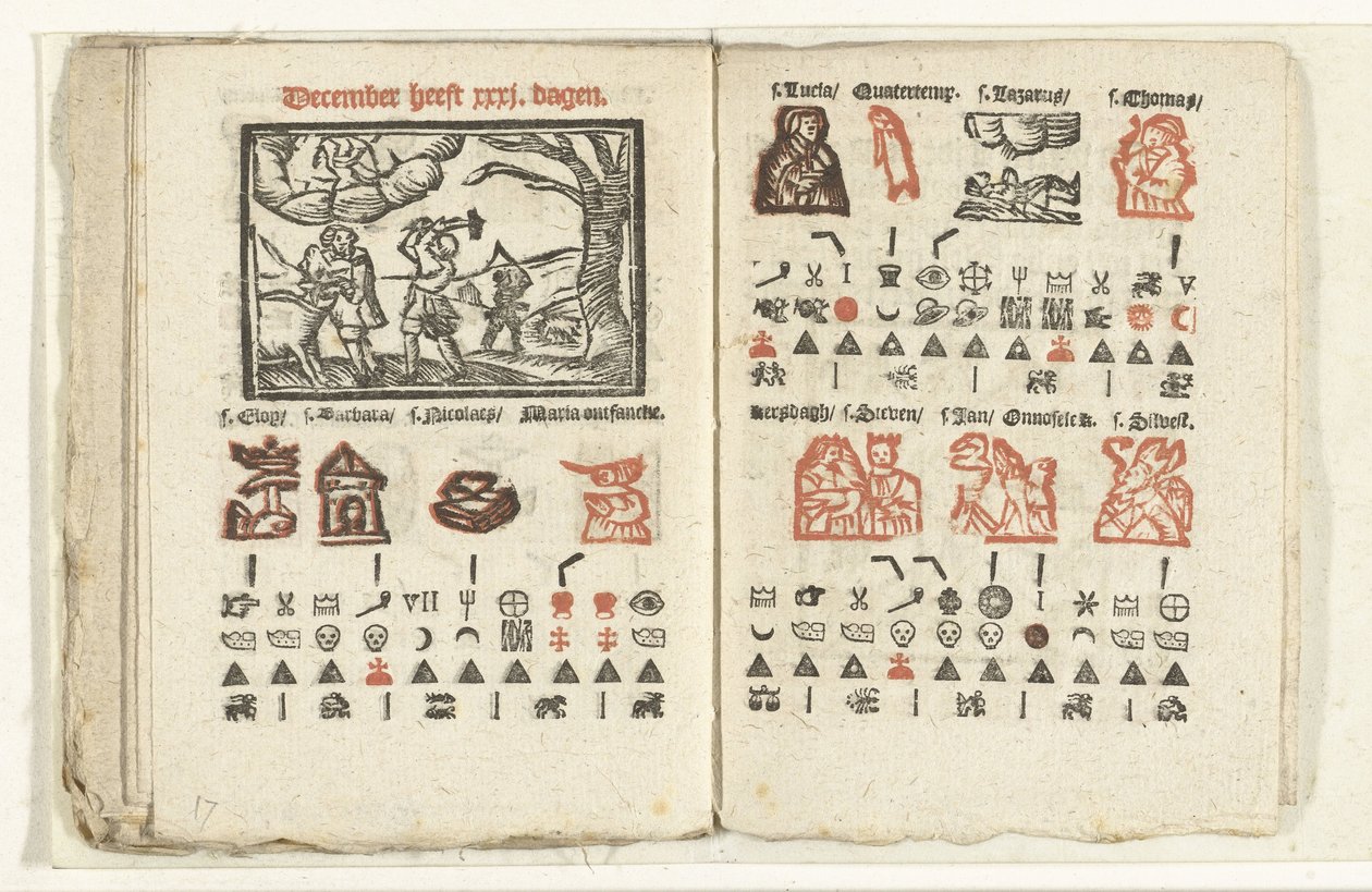 Seiten mit der Vorhersage für den Monat Dezember, 1712 von Anonymous