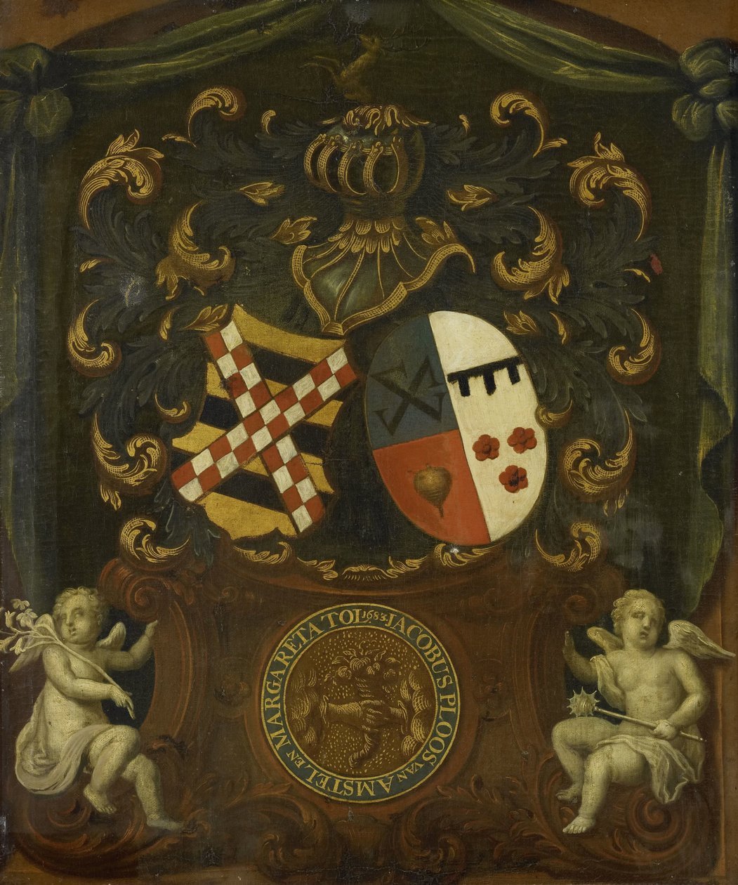 Die Allianz-Wappen von Jacob Ploos van Amstel und Margareta Tol, 1683 von Anonymous