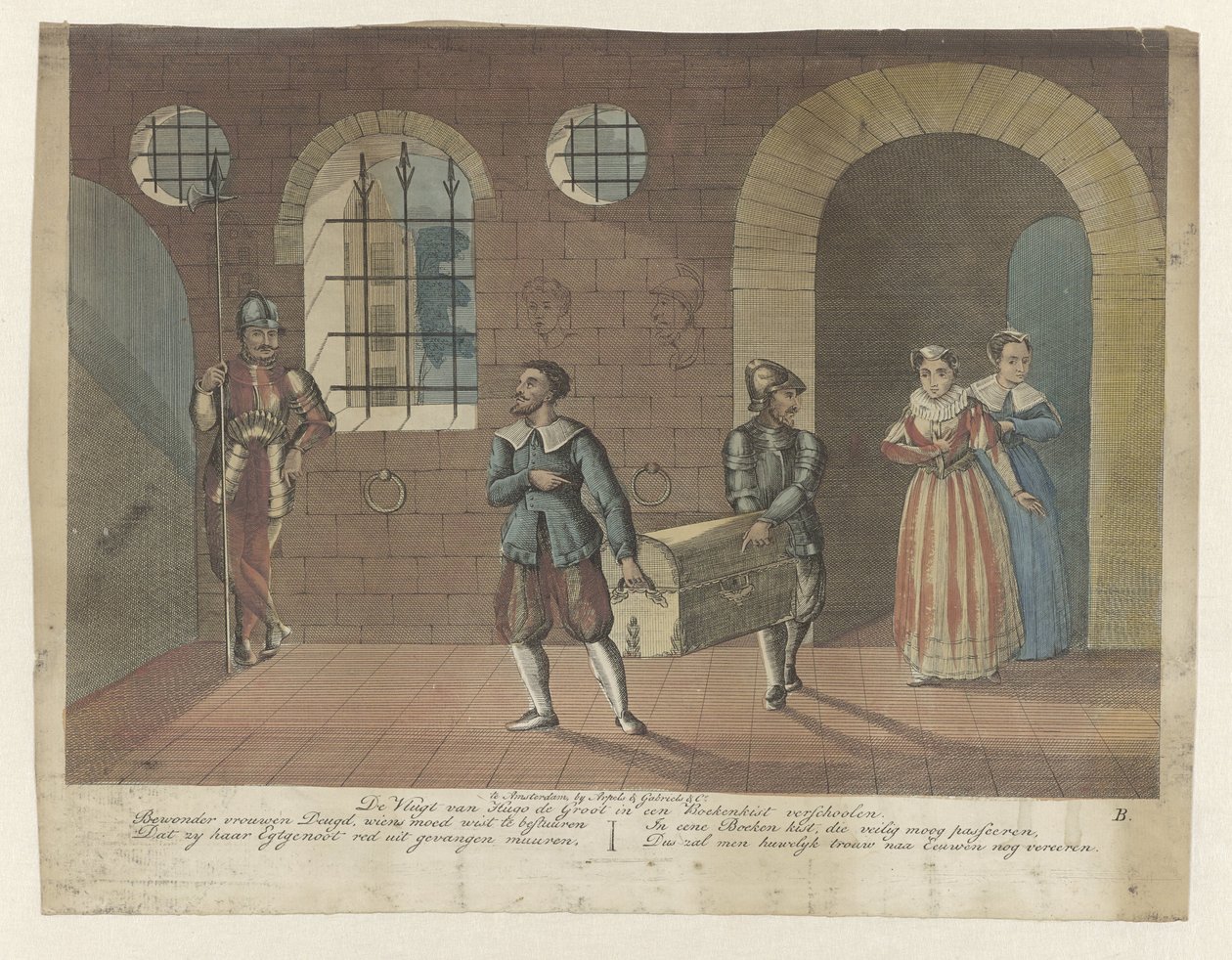 Die Bücherkiste, in der Hugo de Groot versteckt ist, wird in Slot Loevestein zum Ruderboot getragen, 1621 von Anonymous