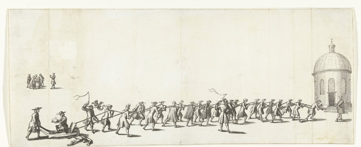 Dominicus wird auf einer Schubkarre zur Runden Lutherischen Kirche gezogen, 1683-1684 von Anonymous