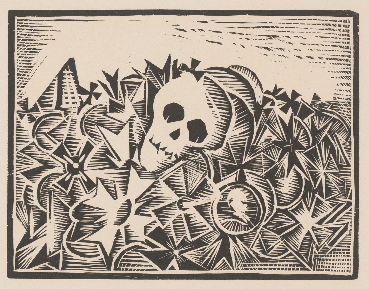 Totenkopf zwischen Kriegskreuzen (Gegen Krieg und Faschismus) von Anonymous