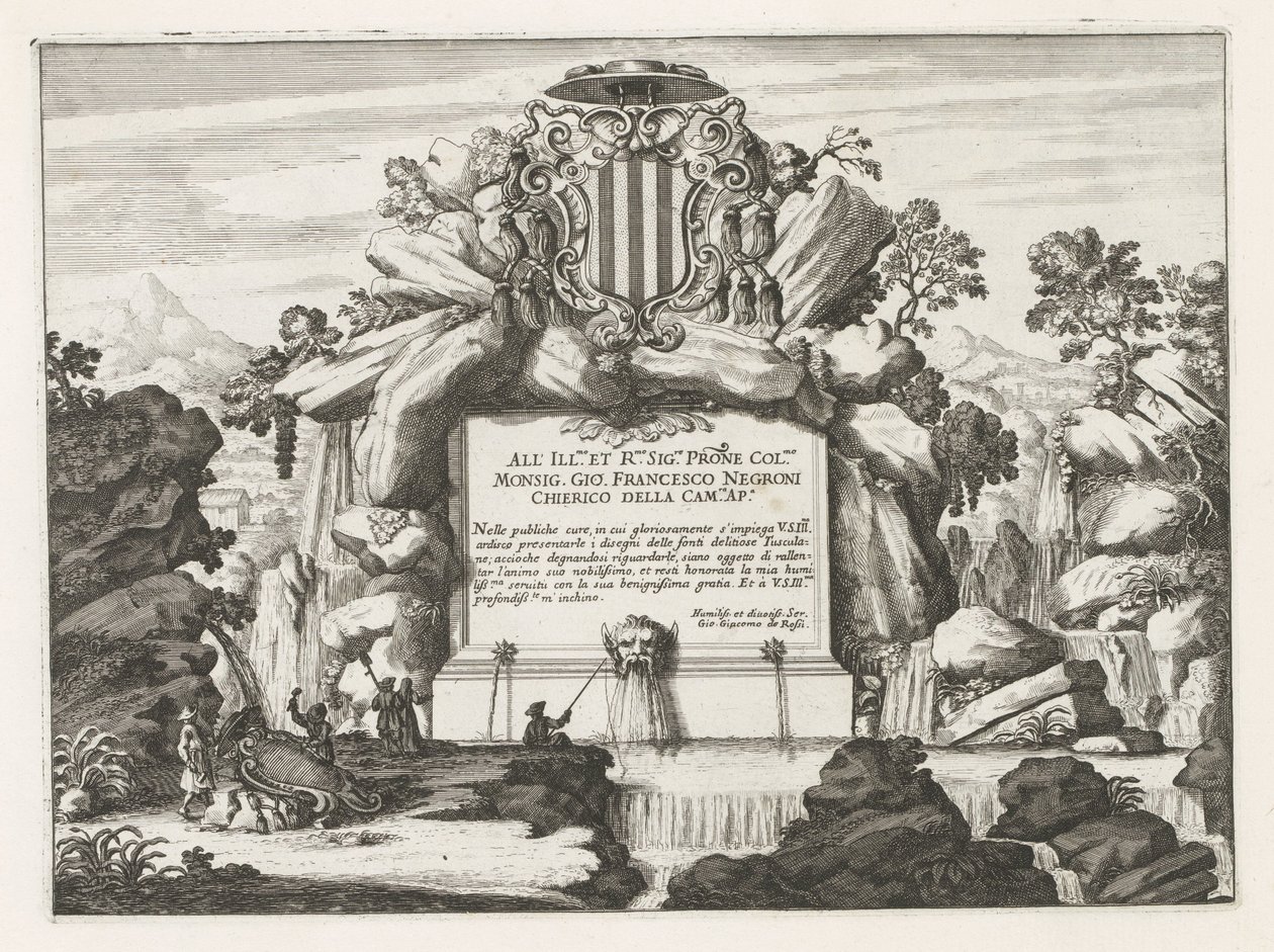 Brunnen mit Widmung und Wappen von Giovanni Francesco Negroni von Anonymous