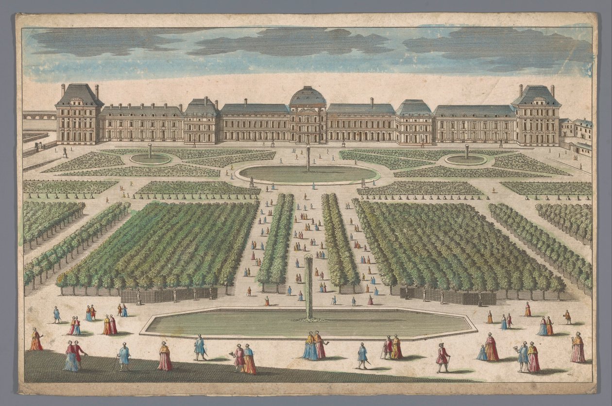 Ansicht des Palais des Tuileries in Paris vom Jardin des Tuileries aus gesehen von Anonymous