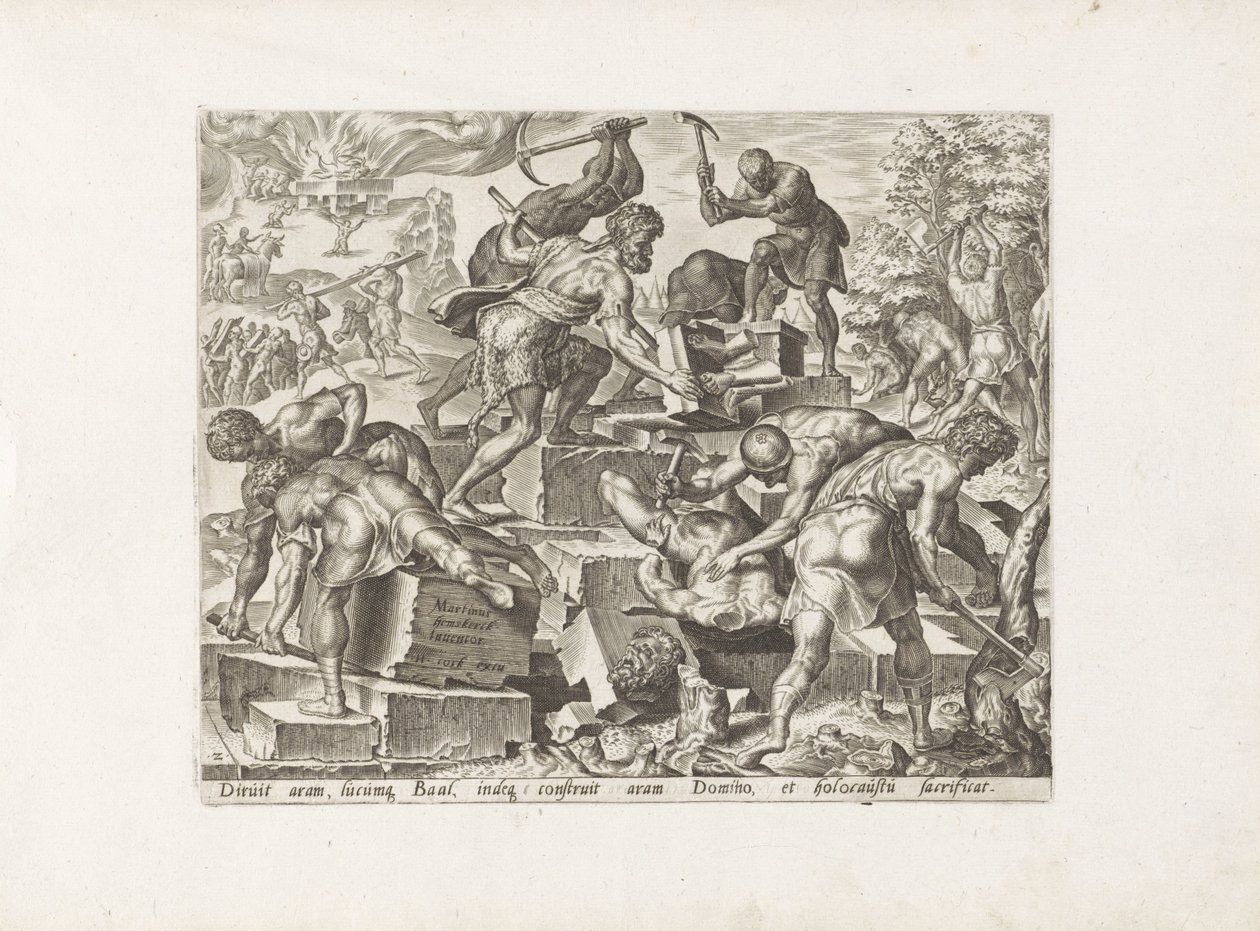 Gideon zerstört den Altar des Baal von Anonymous