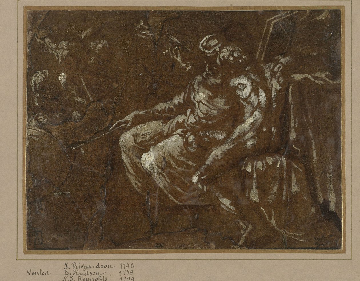 Gruppe von Philosophen um einen Globus (Abraham und Lot teilen die Welt?) von Anonymous
