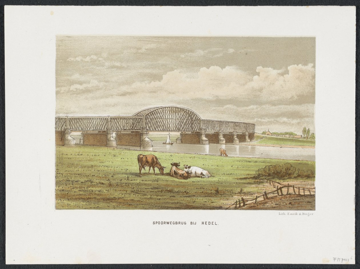 Hedelse Eisenbahnbrücke über die Maas, 1870 von Anonymous