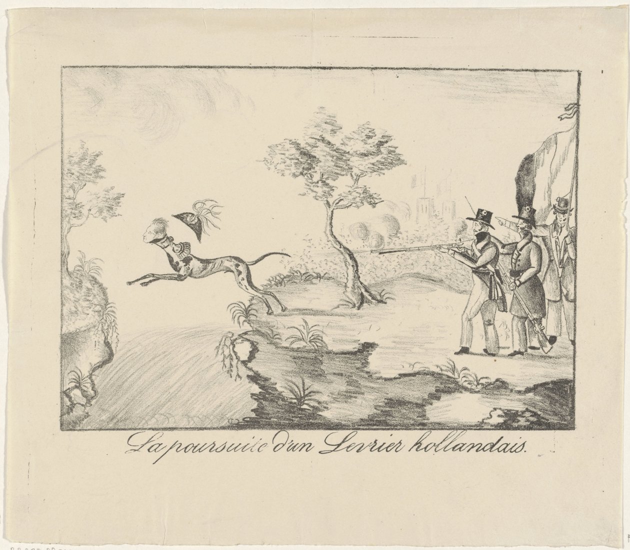 Jagdhund auf einen Windhund, 1830 von Anonymous