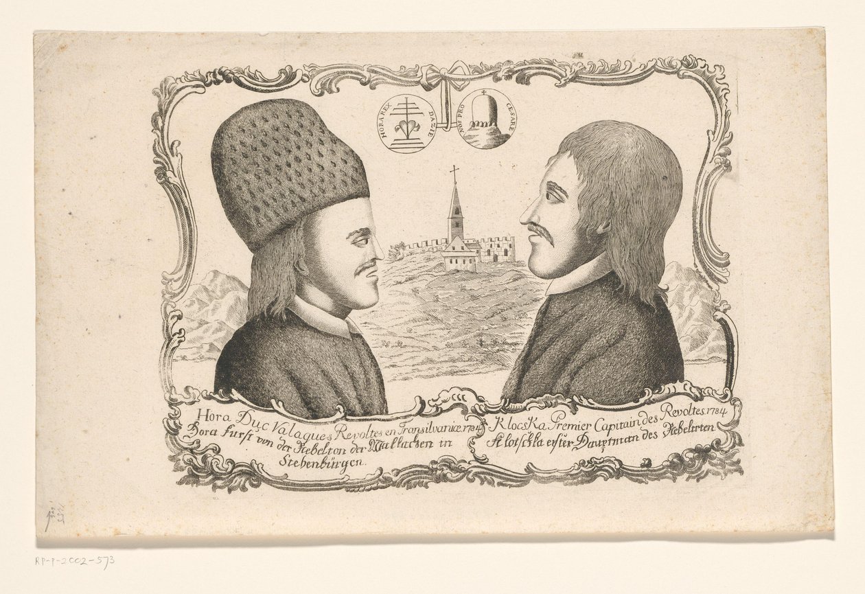 Porträts von Vasile Ursu Nicola Horea und Ion Oargă Cloșca, Führer des Aufstands in Siebenbürgen, 1784 von Anonymous
