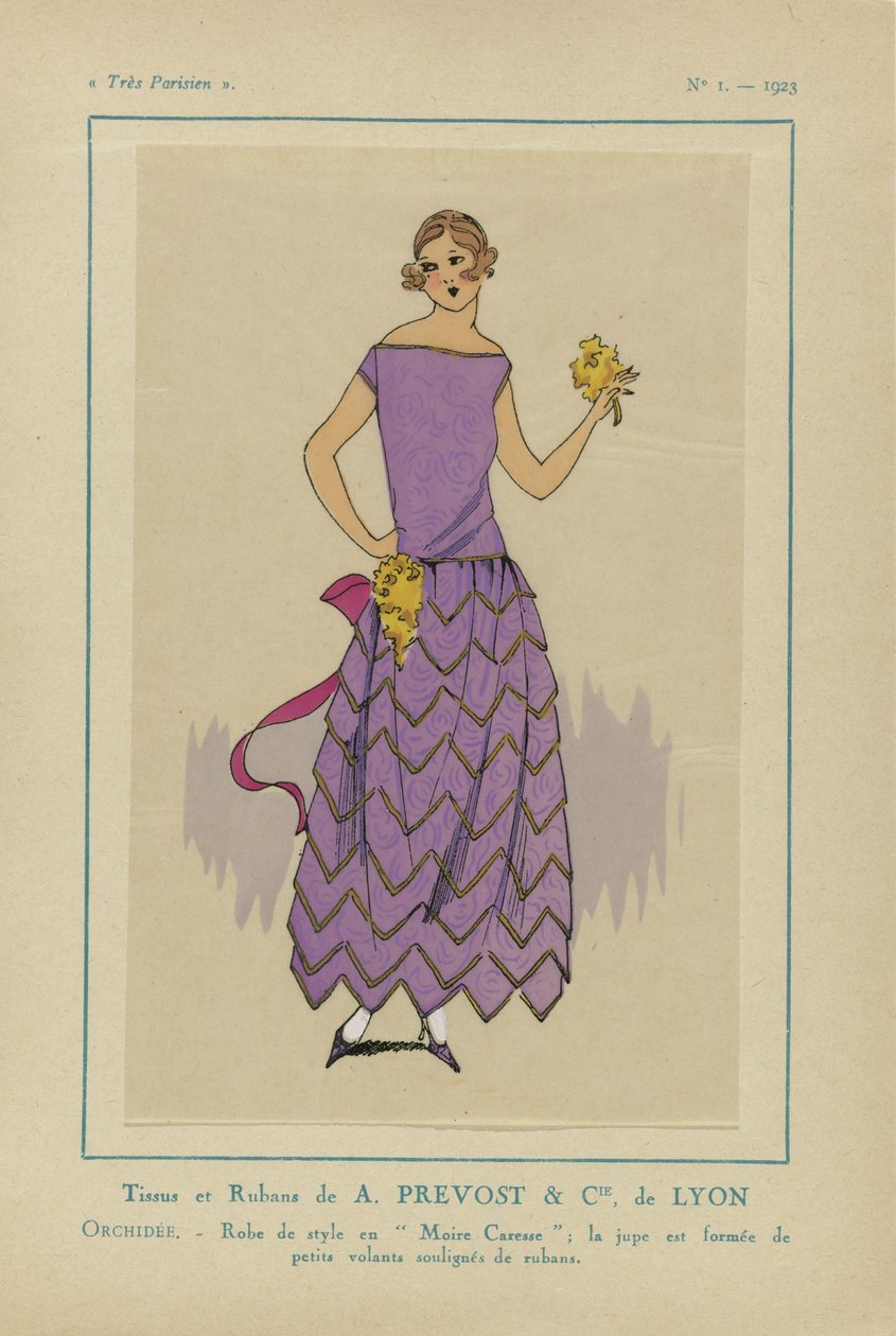 Très Parisien, 1923, Nr. 1: Stoffe und Bänder von A. Prevost... von Anonymous