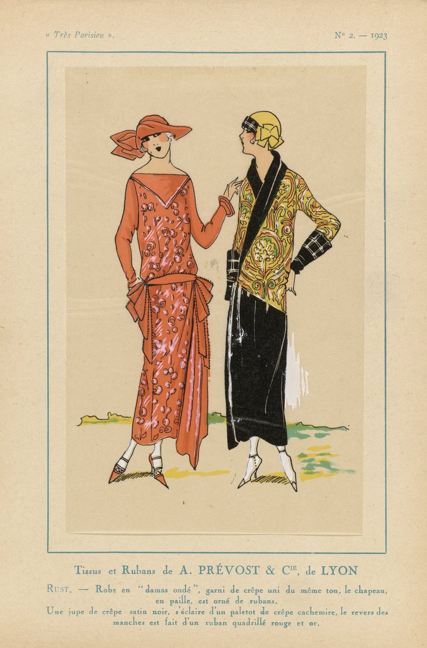Très Parisien, 1923, Nr. 2: Stoffe und Bänder von A. PRÉVOST & CIE von Anonymous