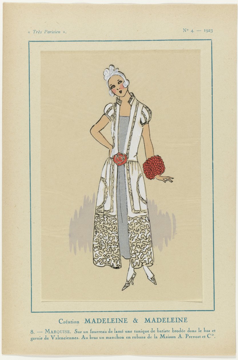 Très Parisien, 1923, Nr. 4: 8. - MARQUISE. Auf einem Futteral... von Anonymous