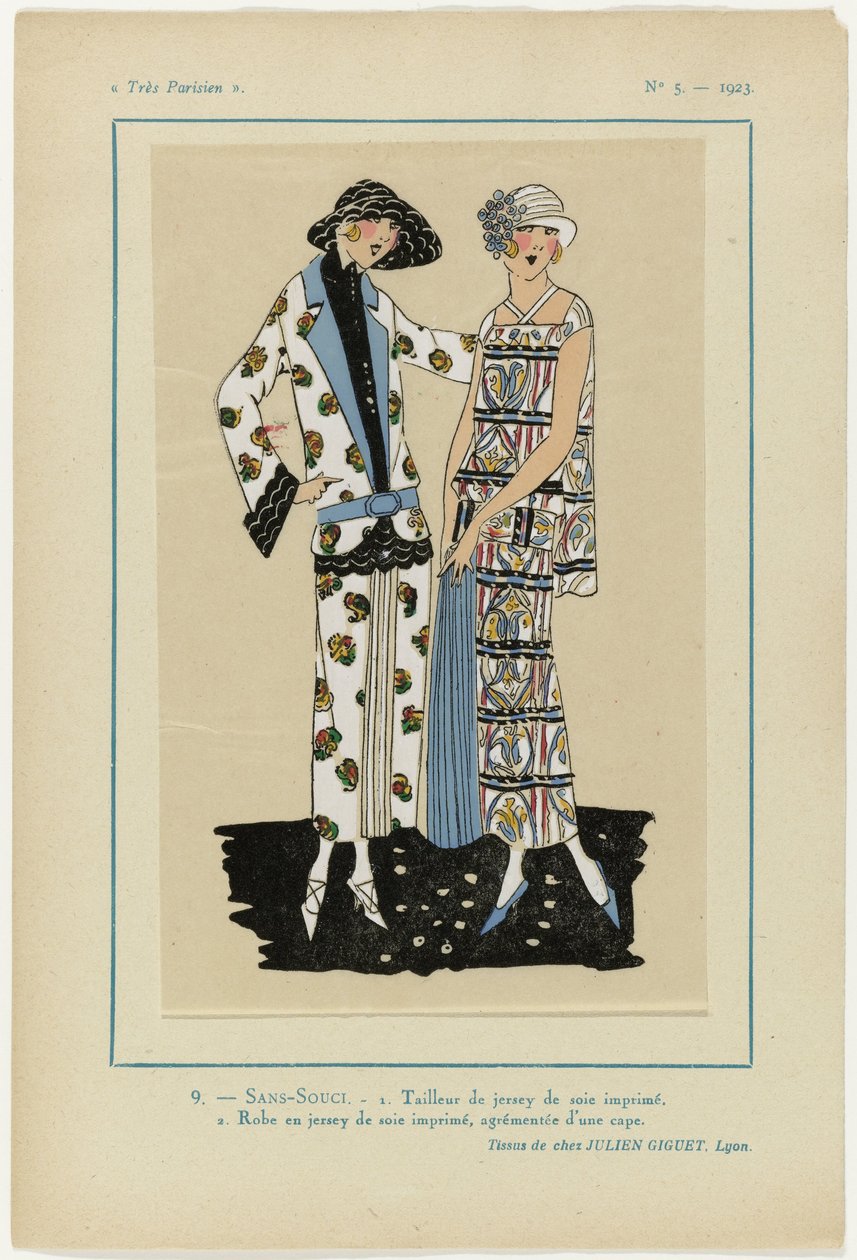 Très Parisien, 1923, Nr. 5: 9.- SANS-SOUCI. 1. Tailleur de jersey... von Anonymous