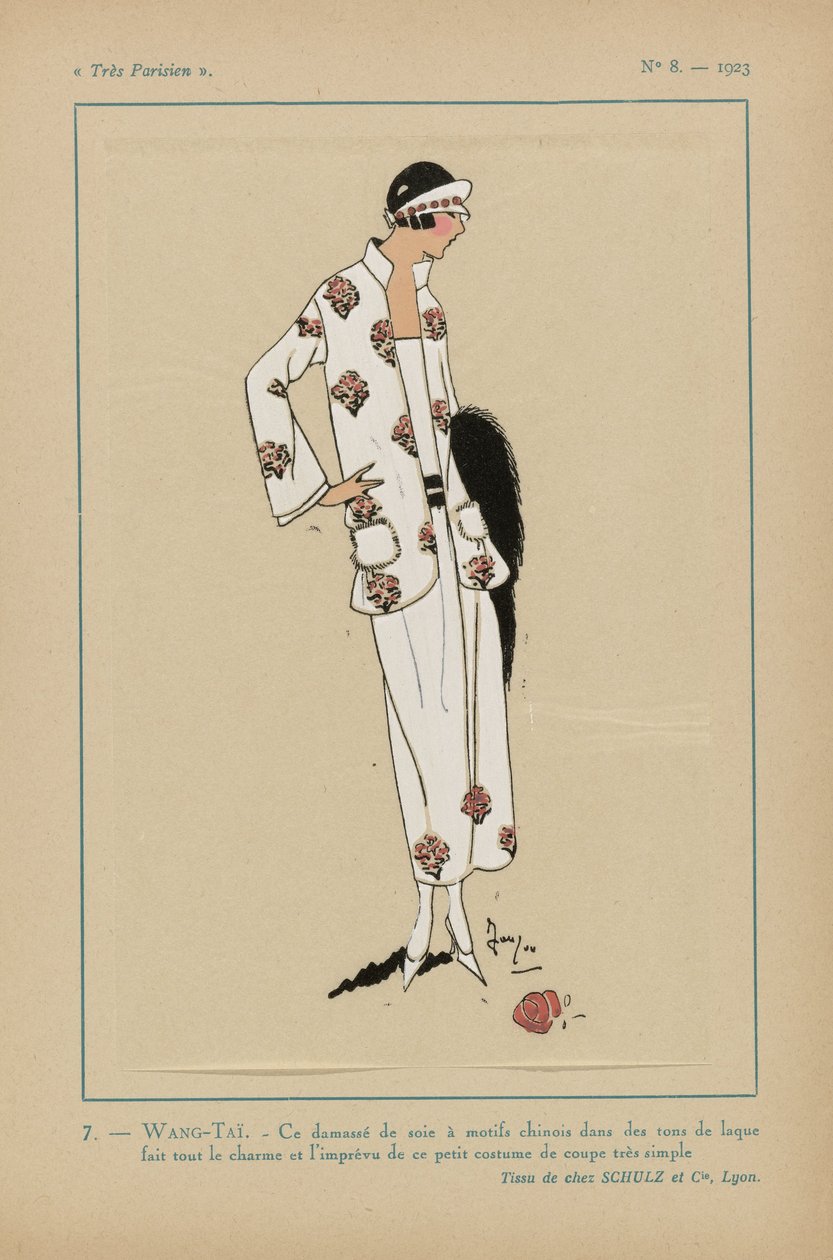 Très Parisien, 1923, Nr. 8: 7.- WANG-TAÏ. - Dieser Seidendamast... von Anonymous