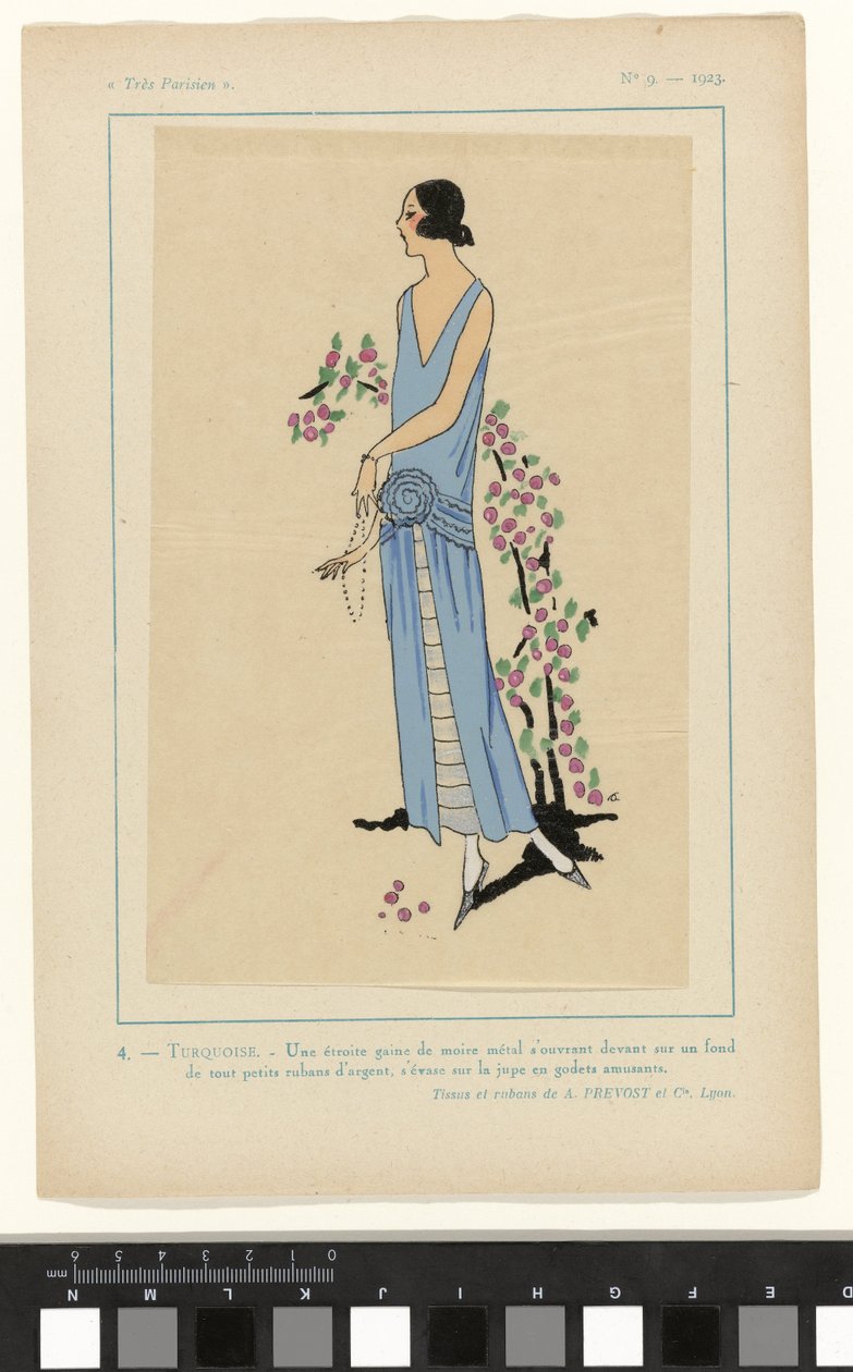 Très Parisien, 1923, Nr. 9: 4. - Türkis. - Ein enger Moiré-Schlauch... von Anonymous