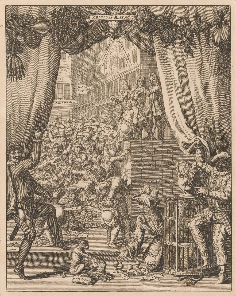 Erklärung der Platte Harlekin Aktionär, 1720 von Anonymous