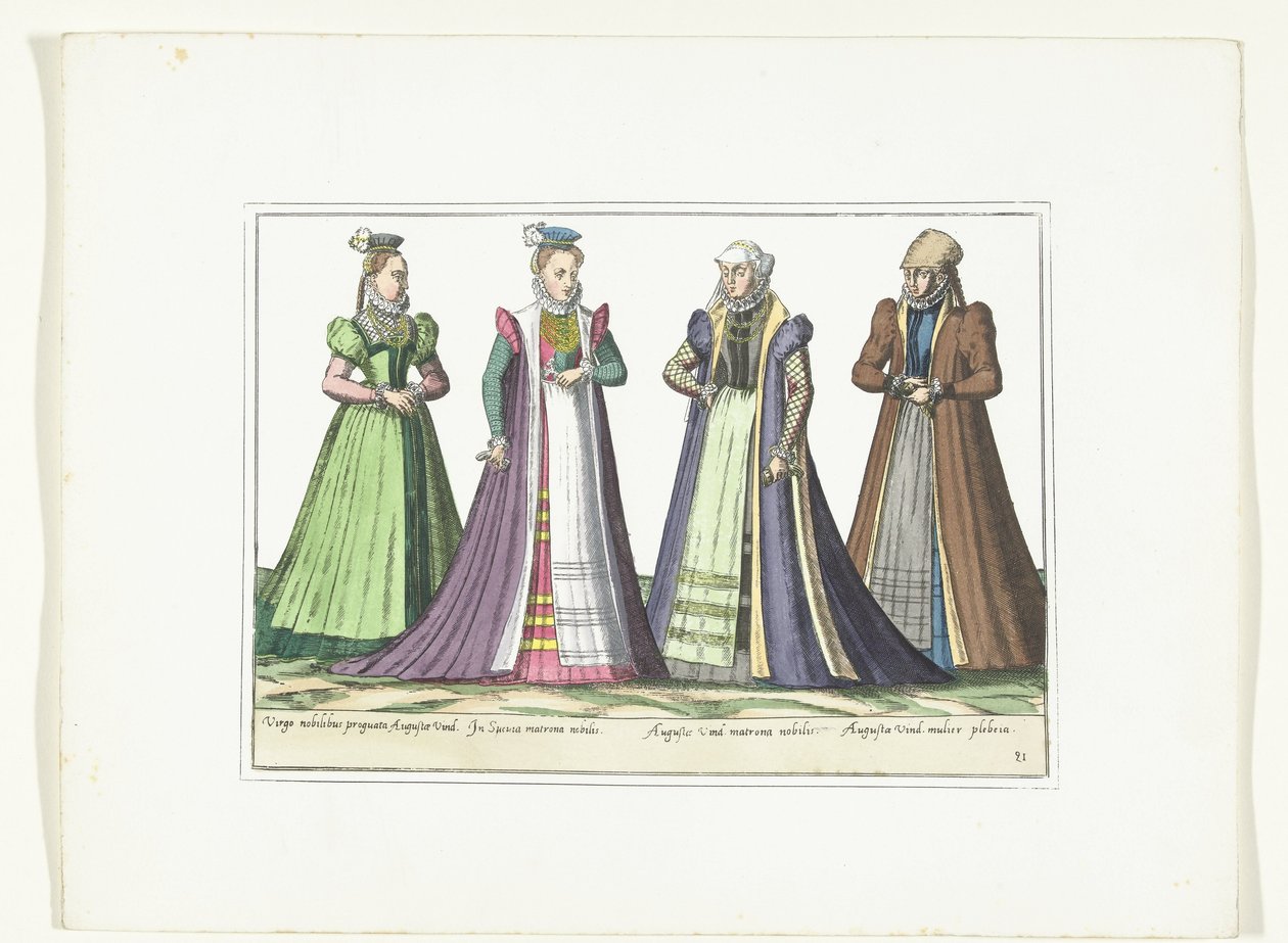 Vier Frauen in deutscher Mode in Augsburg, ca. 1580 von Anonymous