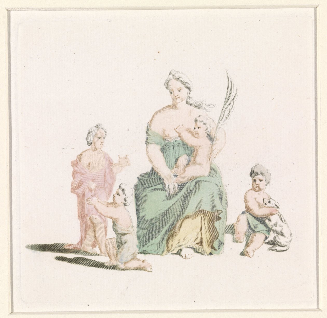 Frau mit Kind auf dem Schoß und Palmzweig in der Hand von Anonymous
