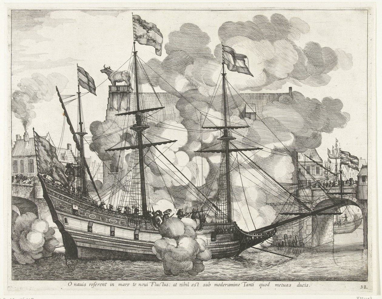 Segelschiff, nach rechts; Einzug von Ferdinand in Gent im Jahr 1635 (Nr. 38) von Anonymous