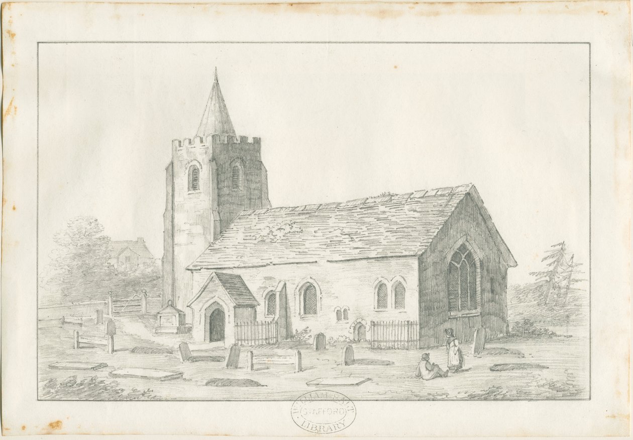 Acton Trussell Kirche: Bleistiftzeichnung, nd [?19. Jh.] von Anonymous Anonymous