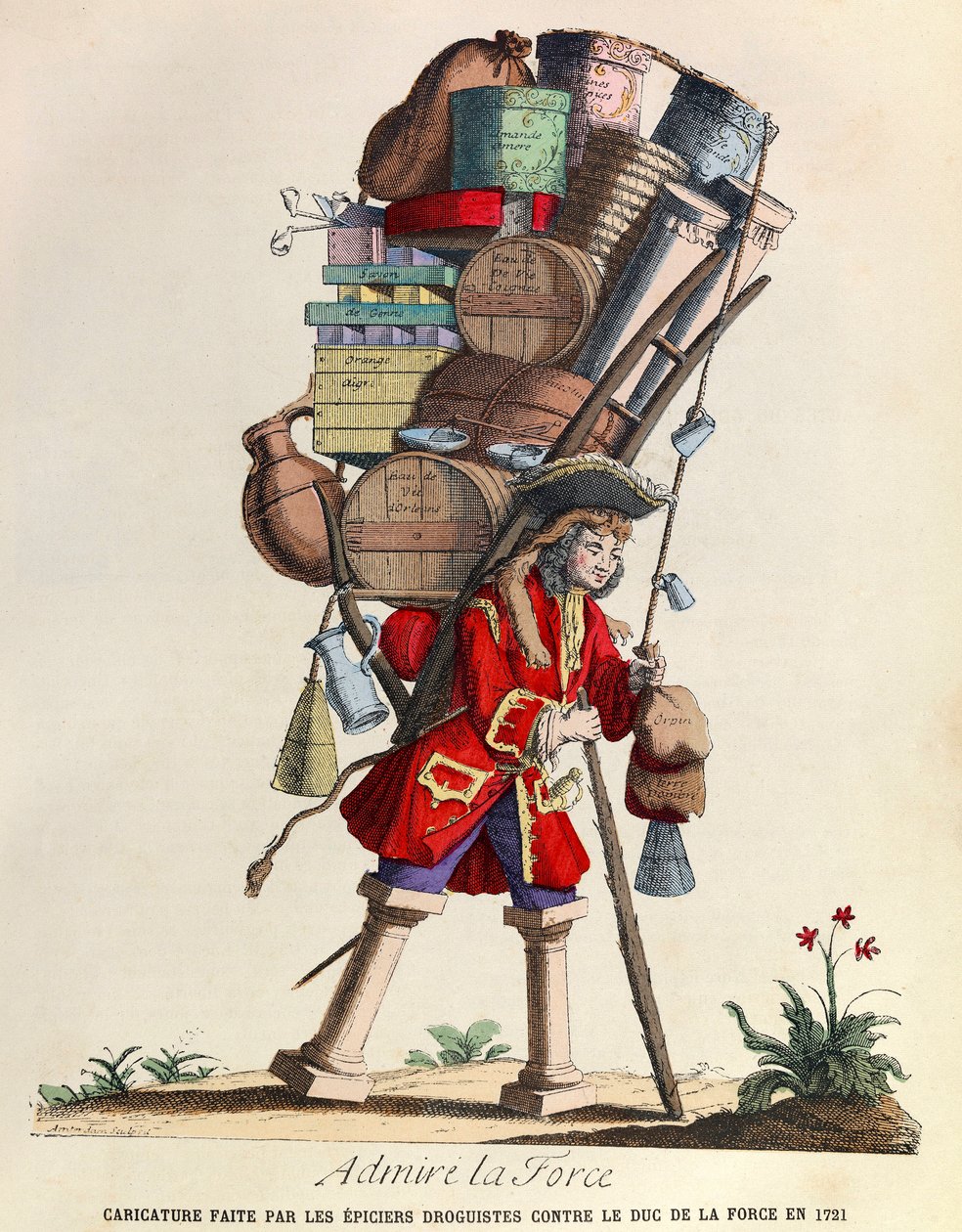 Karikatur der Apotheker von Paris gegen den Herzog von La Force im Jahr 1721 (Regierungszeit von König Ludwig XV.) von Anonymous Anonymous