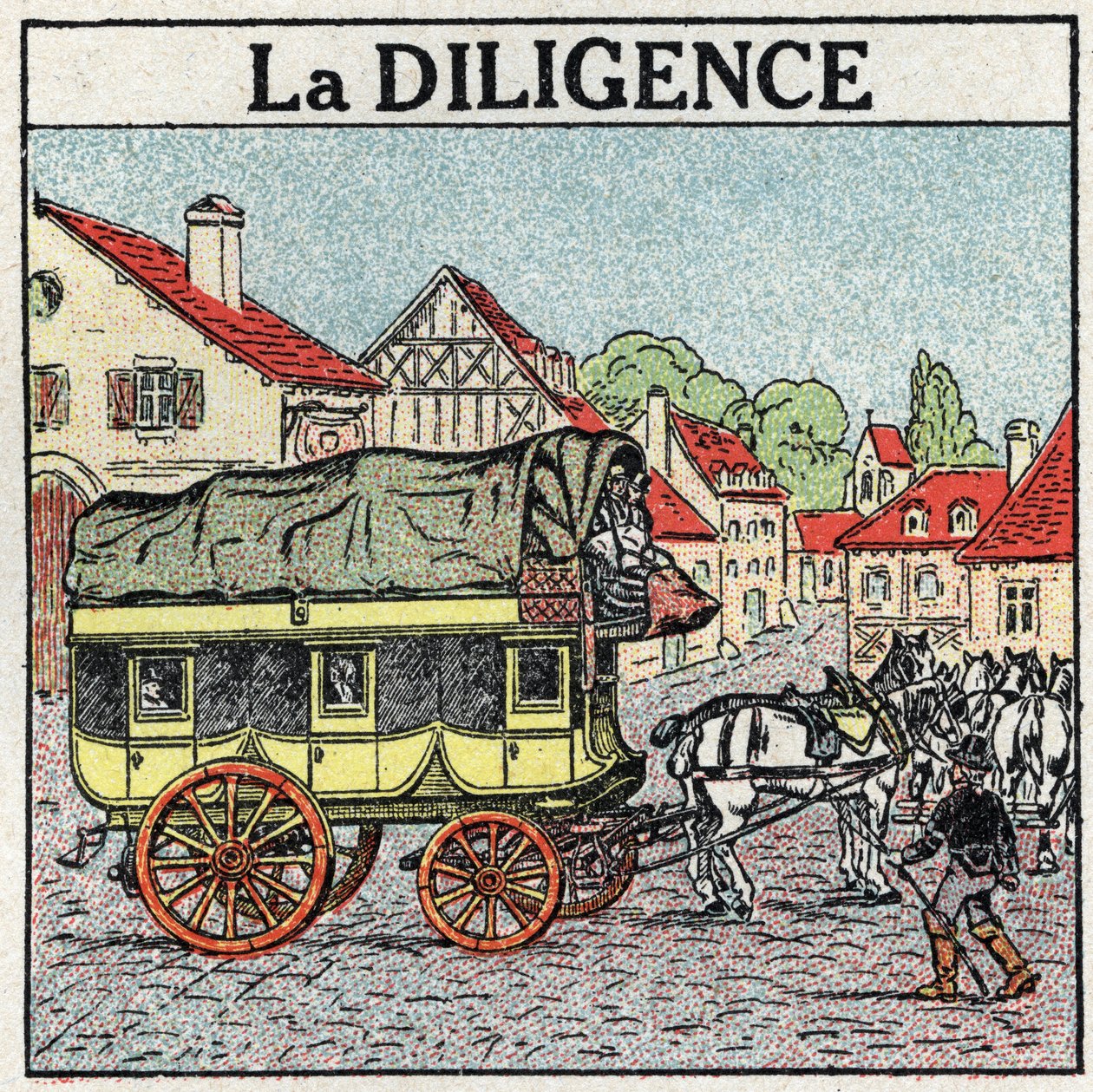 Tierzug: Die Postkutsche. Anonyme Illustration von 1925. Private Sammlung. von Anonymous Anonymous