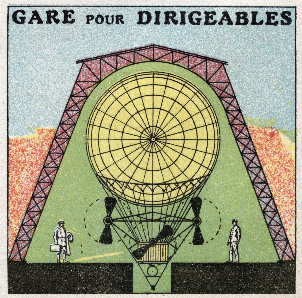 Ballons: Station für Luftschiffe. Anonyme Illustration von 1925. Private Sammlung. von Anonymous Anonymous