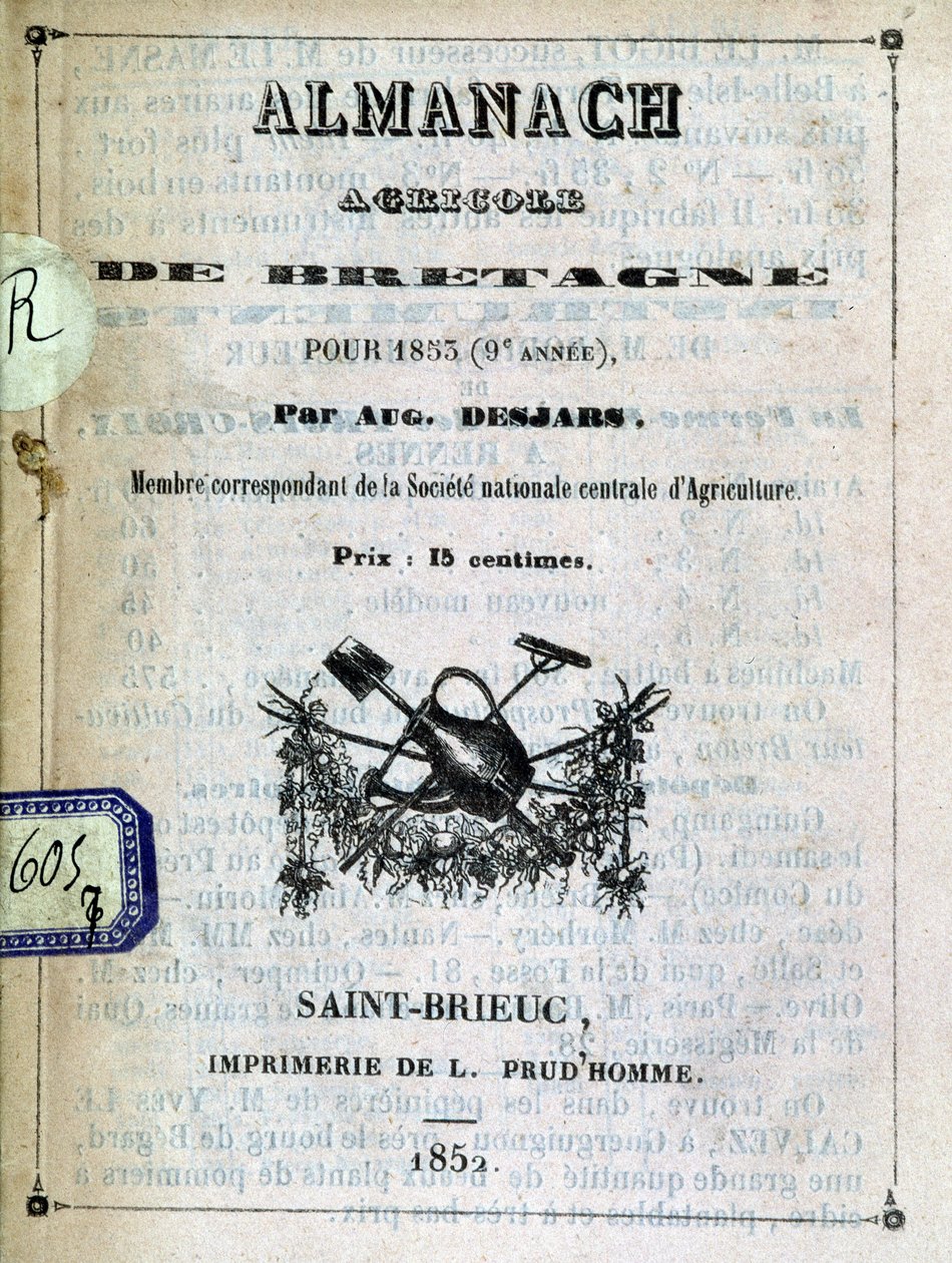 Titelblatt des Almanach Agricole de Bretagne von Anonymous Anonymous
