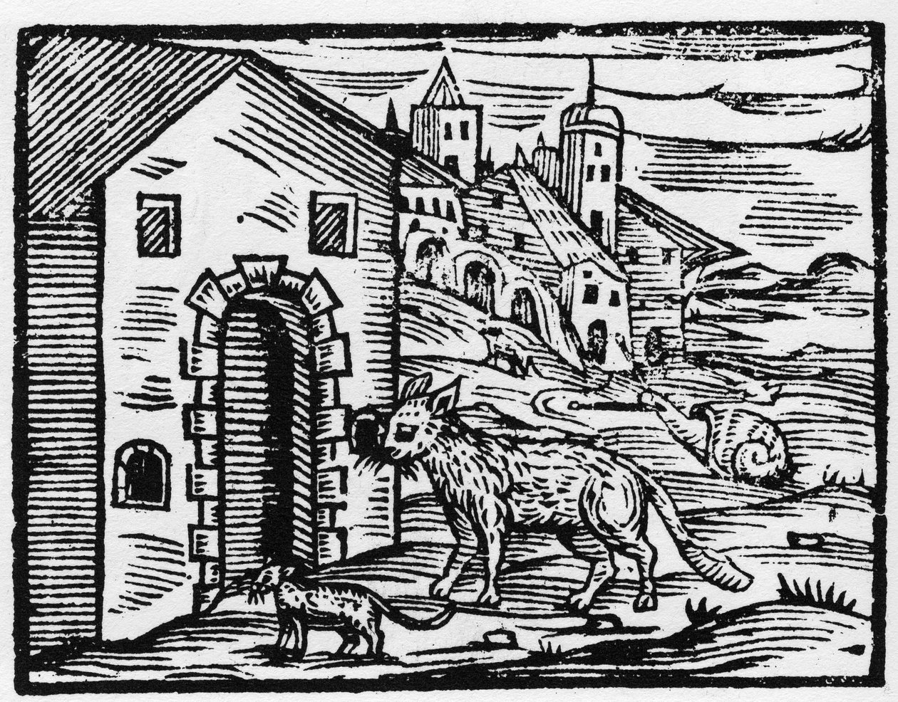 Teufel und Hexe verwandeln sich in Wolf und Katze - „Compendium Maleficarum“, behandelt Hexen, ihre Bosheit und ihre Zauberei von Francesco Maria Guazzo oder Guaccio oder Guaccius (15?? -16??) 1608 Private Sammlung von Anonymous Anonymous