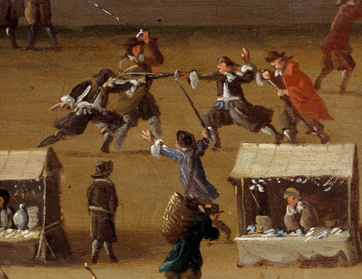 Duellszene auf der Pont Neuf in Paris im 17. Jahrhundert (Detail) von Anonymous Anonymous